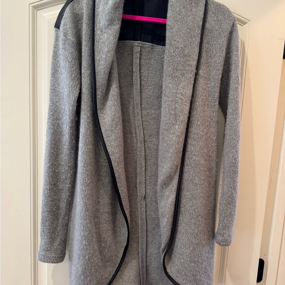 Elegant Gray Women's sweater with Black Trim